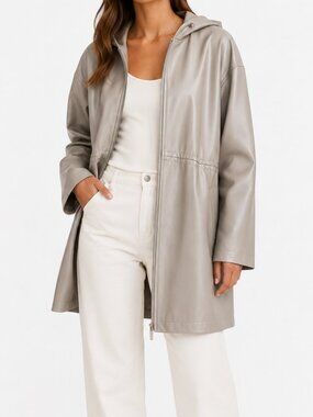 500 Faux Leather Shacket Taupe Size Small